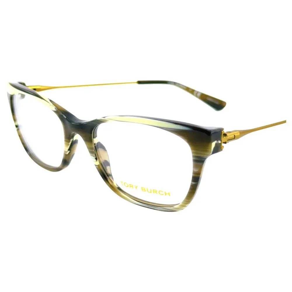 Tory Burch TY2063 Womens Plastic Eyeglass Frame 1553 Olive Horn Gold 51-18